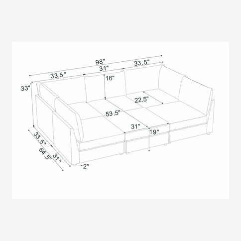 Modern Reversible Modular Sectional