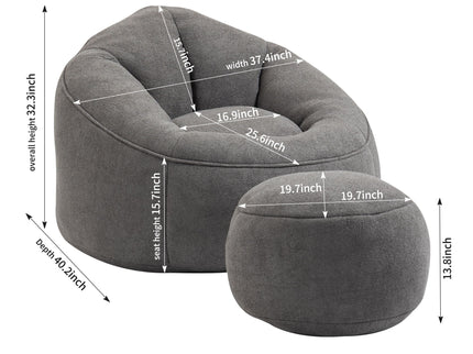 Bedding Bean Bag Sofa Chair High Pressure Foam With Footrest
