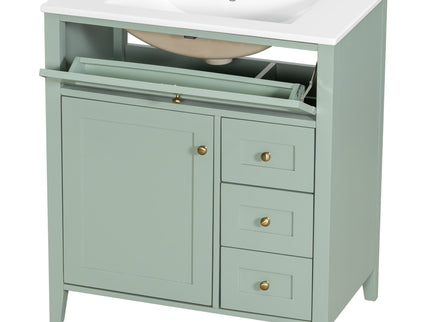 Bathroom Vanity With Sink, 3 Drawers And Adjustable Shelf