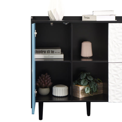Modern Sideboard Buffet Cabinet With Doors And Unique Panel Styling