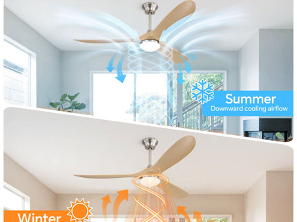 Smart Ceiling Fan With Lights, 3 Blades, Reversible Quiet DC Motor For Indoor