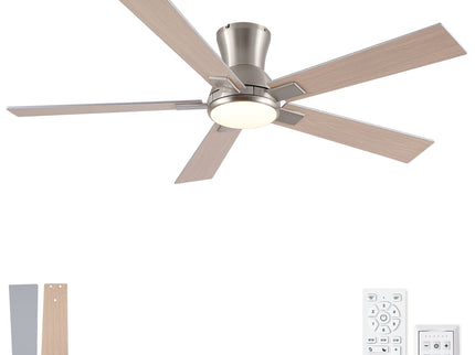 Low Profile Flush Mount Intergrated LED Ceiling Fan With Light And Reversible Quiet Motor