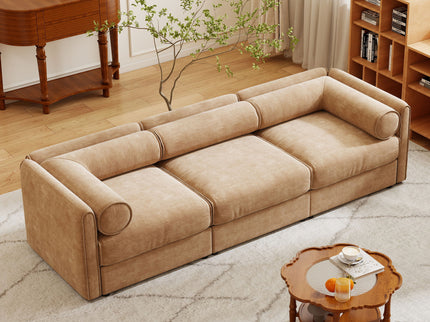Stylish Sofa With Storage Seat And Cylindrical Backrest
