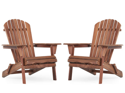 Lounge Patio Chair For Garden Outdoor Wooden Folding Adirondack Chair (Set of 2) Solid Cedar Wood Lounge Patio Chair For Garden