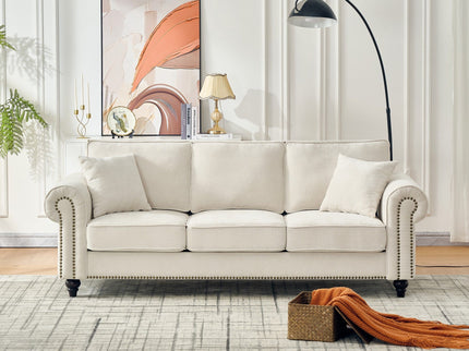 Modern 3 And 2 Seater Sofa With Rolled Arms, Tufted Upholstered Couch