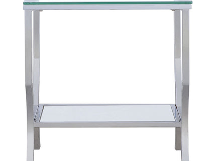 Porch & Den - Square Top End Table Elegance Glass - Chrome