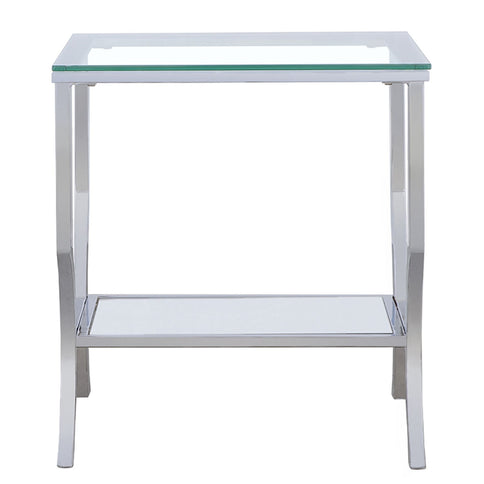Porch & Den - Square Top End Table Elegance Glass - Chrome