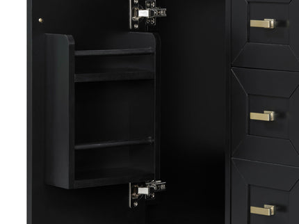 Bathroom Vanity With Sink, 3 Drawers & Cabinet With 2 Tier Door Storage Rack, Soft Close Doors & Drawers