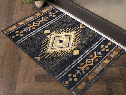 Tribes - 2'7" X 7'3" Southwest Area Rug Polypropylene - Black