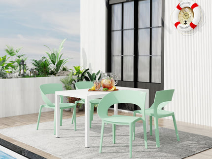 4 Piece Set Of Modern Designed Single Chairs With Long Table