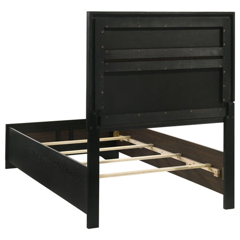 Modern Bedroom Set With Upholstered Headboard And Textured Storage