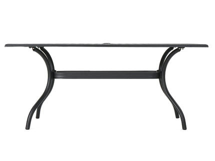 Outdoor Aluminum Dining Table With Lattice Design And Center Umbrella Hole - Black