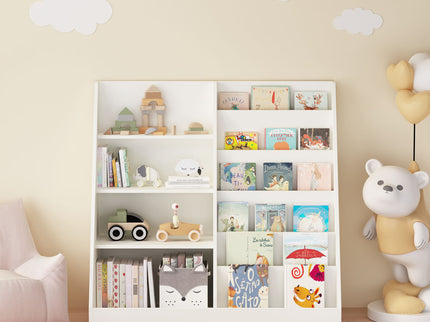 Bookshelf And Toy Storage Organizer, 4 Tier Bookcase With Display Stand For Playroom
