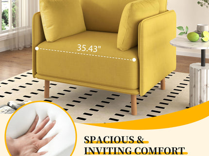 Modern Upholstered Accent Chair With Soft Cushions, Sleek Armrest Design