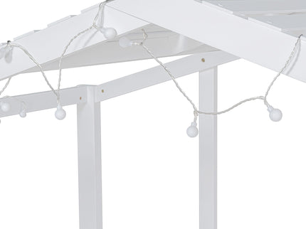 Loft House Bed With Ladder And Slide, With board And Light Strip On The Roof