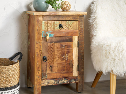 Carved Side Table - Natural