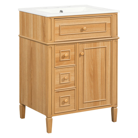 Bathroom Vanity With Sink, Cabinet With Flip Out Drawer, 2 Soft Close Drawers, 1 Soft Close Door - Wood