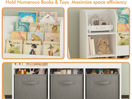 Bookcase And Bookshelf With 3 Collapsible Drawers, Multifunctional Display Stand