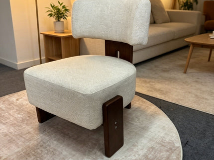 Geometric Armless Accent Chair - Beige / Brown