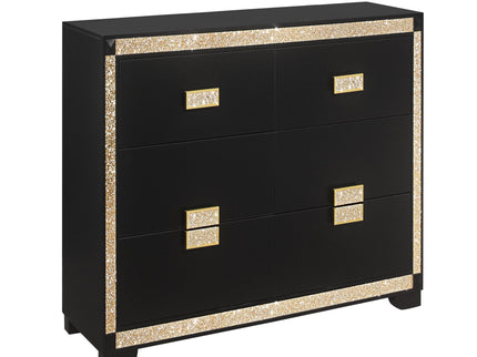 Lively - Dresser With Glitter Detail And Thick Bar Handle Hardware - Black