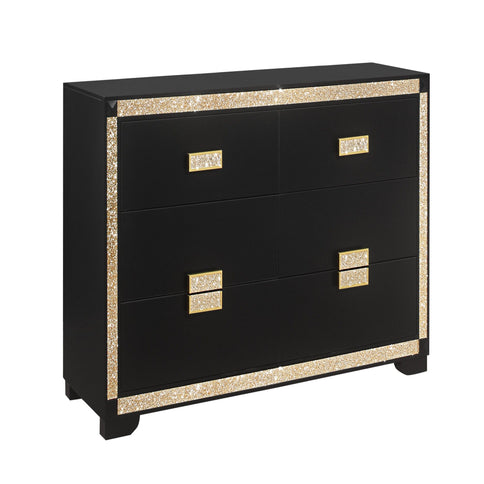 Lively - Dresser With Glitter Detail And Thick Bar Handle Hardware - Black