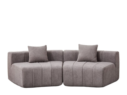 Curved Sectional Sofa With 2 Pillows For Living Room - Gray