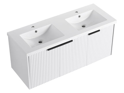 Contemporary Wall Mounted Bathroom Vanity With Resin Double Sink