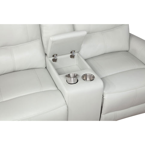 Denson - Upholstered Power Reclining Loveseat With Console And USB Port - Gray