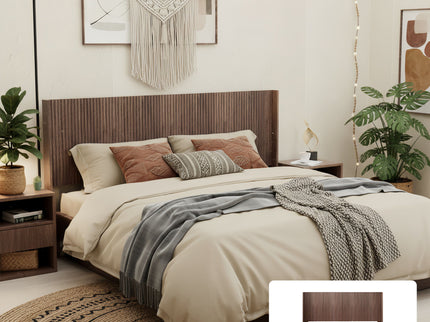 Queen Headboard Only, Fluted Panel Design - Walnut