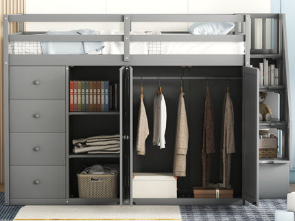 Loft Bed With Built In Wardrobes, Cabinets And Drawers