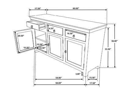 Mankato - 3 Drawer Accent Cabinet With 3 Doors - Wood