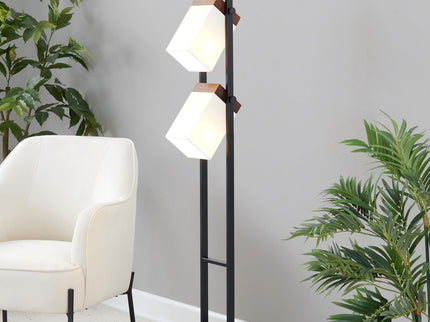 Bento - Contemporary Floor Lamp - Black / Walnut / White