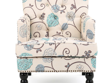 Vitality - Club Chair With Button Tufted Diamond Stitching And Turned Legs