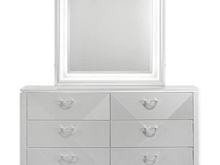 Buckley - 6 Drawer Dresser With Mirror - Gloss White