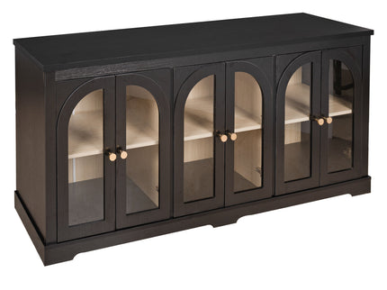 Modern Arched Glass Sideboard With 6 Doors, Buffet Cabinet With Storage And Adjustable Shelves