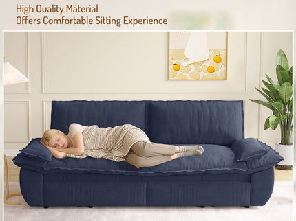 Queen Pull Out 3 In 1 Convertible Sleeper Sofa Bed - Blue