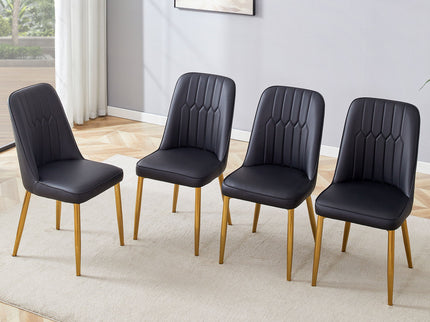 Modern Dining Chairs With Metal Legs And Simple Line Design On Backrest