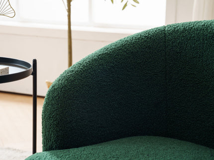 Teddy Fabric Swivel Accent Armchair Barrel Chair With Powder Coating Metal Ring
