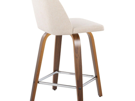 Toriano - Mid Century Modern Fixed Height Counter Stool With Swivel And Square Footrest (Set of 2)