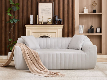 Oversized 2 Seater Loveseat With 2 Decor Throw Pillows, Deep Seat Sofa For Living Rooms