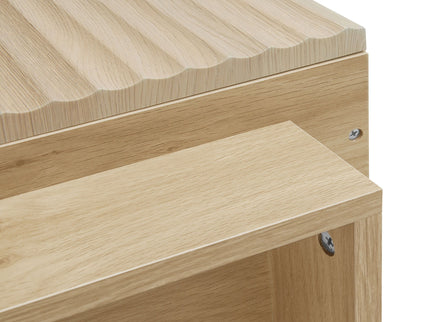 Fluted 6 Drawers Dresser, Double Dresser Chest Of Drawers, Modern Chest Of Drawers With LED, Drawer Organizer For Bedroom, Living Room, Hallway - Natural