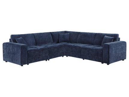 Azure - 5 Piece Upholstered Modular Sectional Sofa - Blue