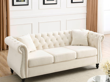 Chesterfield Sofa With Rolled Arms And Nailhead Trim