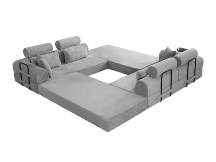 Modern L-Shape Modular Sectional Sofa, Compressed Design