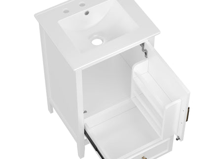 Modern Bathroom Vanity With Sink, Cabinet Storage, Drawer & Adjustable Feet