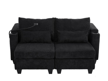 Convertible Chaise Lounge Sofa Chair With USB Ports, Cup Holders, Phone Holder And Storage