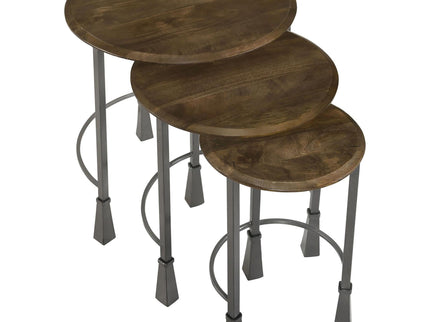 3 Piece Nesting Table Set - Brown