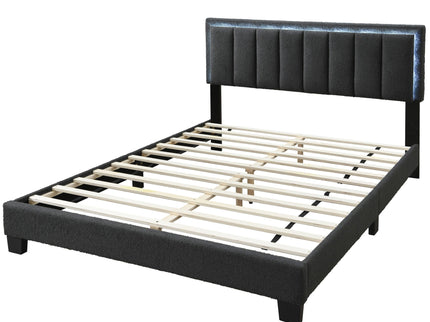 Bed With Channel Tufting And Built In LED Headboard