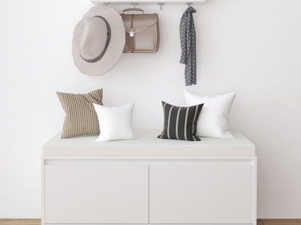 Wall Mounted Entryway Shelf With Hooks And Storage Bench Set - Off White