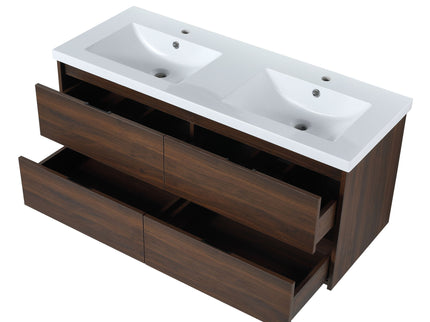 Modern Floating Bathroom Vanity With Dual Resin Sink, Soft Close Drawers